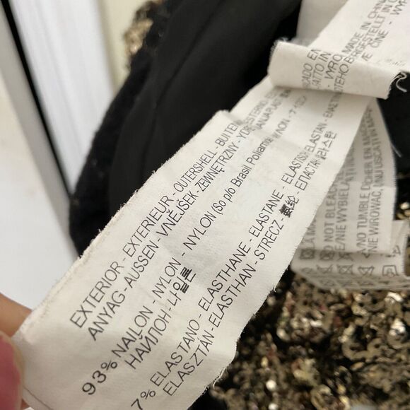 Zara Dress Woman's M  Black Gold Sequined Bodycon Low Back Dress Party Cocktail - Picture 9 of 13